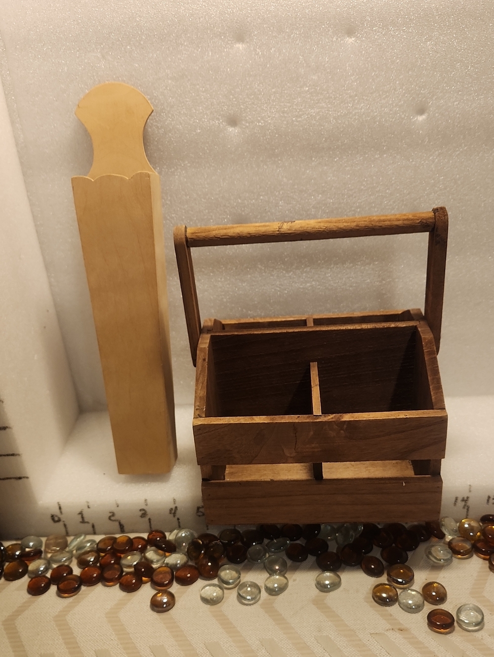 Wooden Storage Caddy - Brown Organizer with Handle